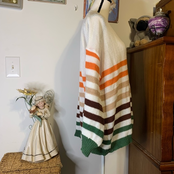 Suzanne Betro Orange Green Brown Sweater - Picture 2 of 9